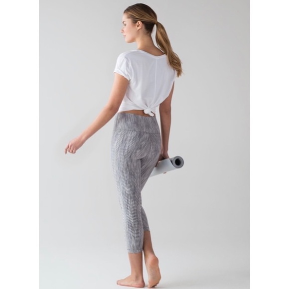 Lululemon Wunder Under High Rise 21" Arrow Jacquard Battleship Silver Spoon